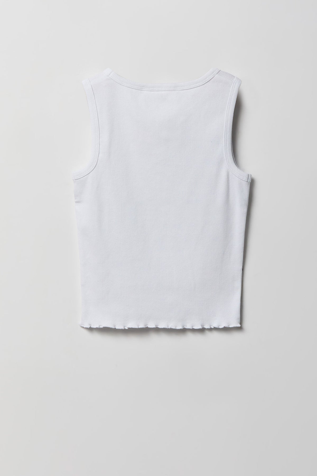 Alt View 2. Girls Rhinestone Graphic Ribbed Tank - White