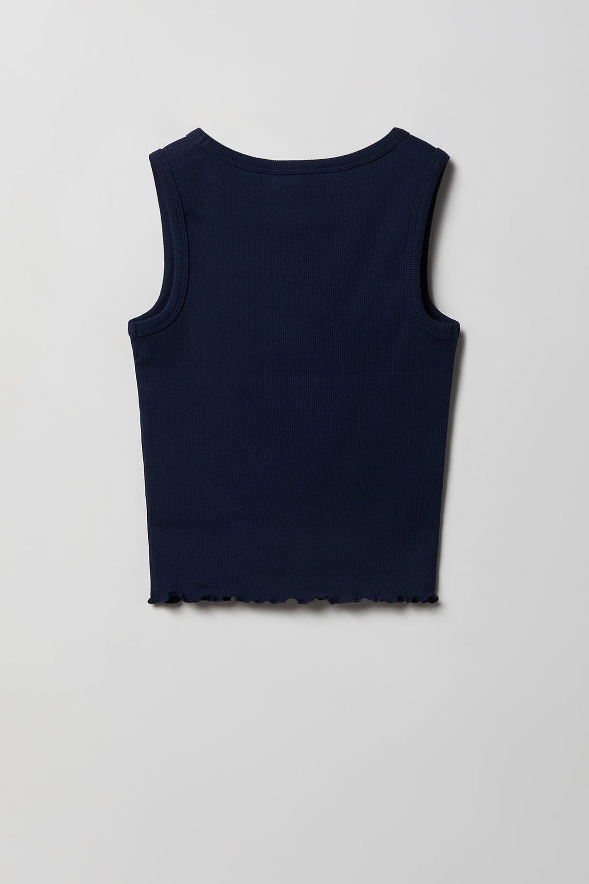 Alt View 2. Girls Rhinestone Graphic Ribbed Tank - Navy