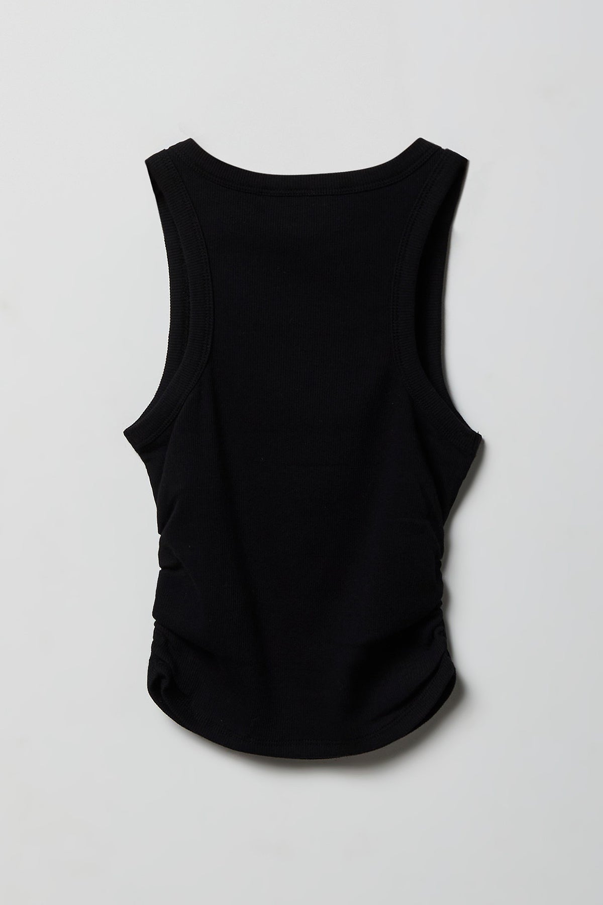 Alt View 2. Girls Ribbed Side Cinched Tank - Black