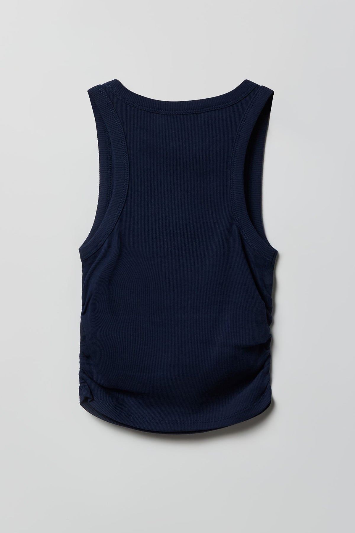 Alt View 2. Girls Ribbed Side Cinched Tank - Navy