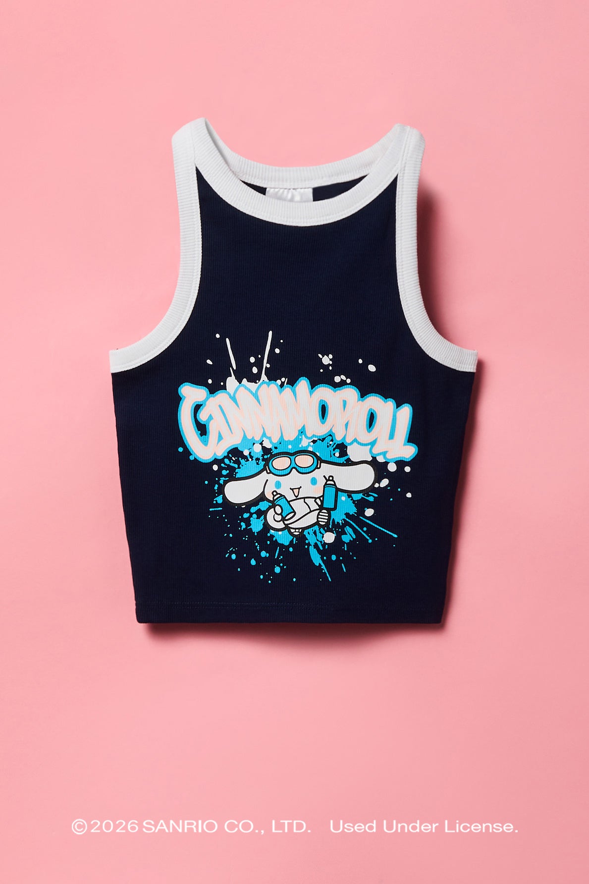 Cinnamoroll™ Girls Ribbed Ringer Tank - Navy