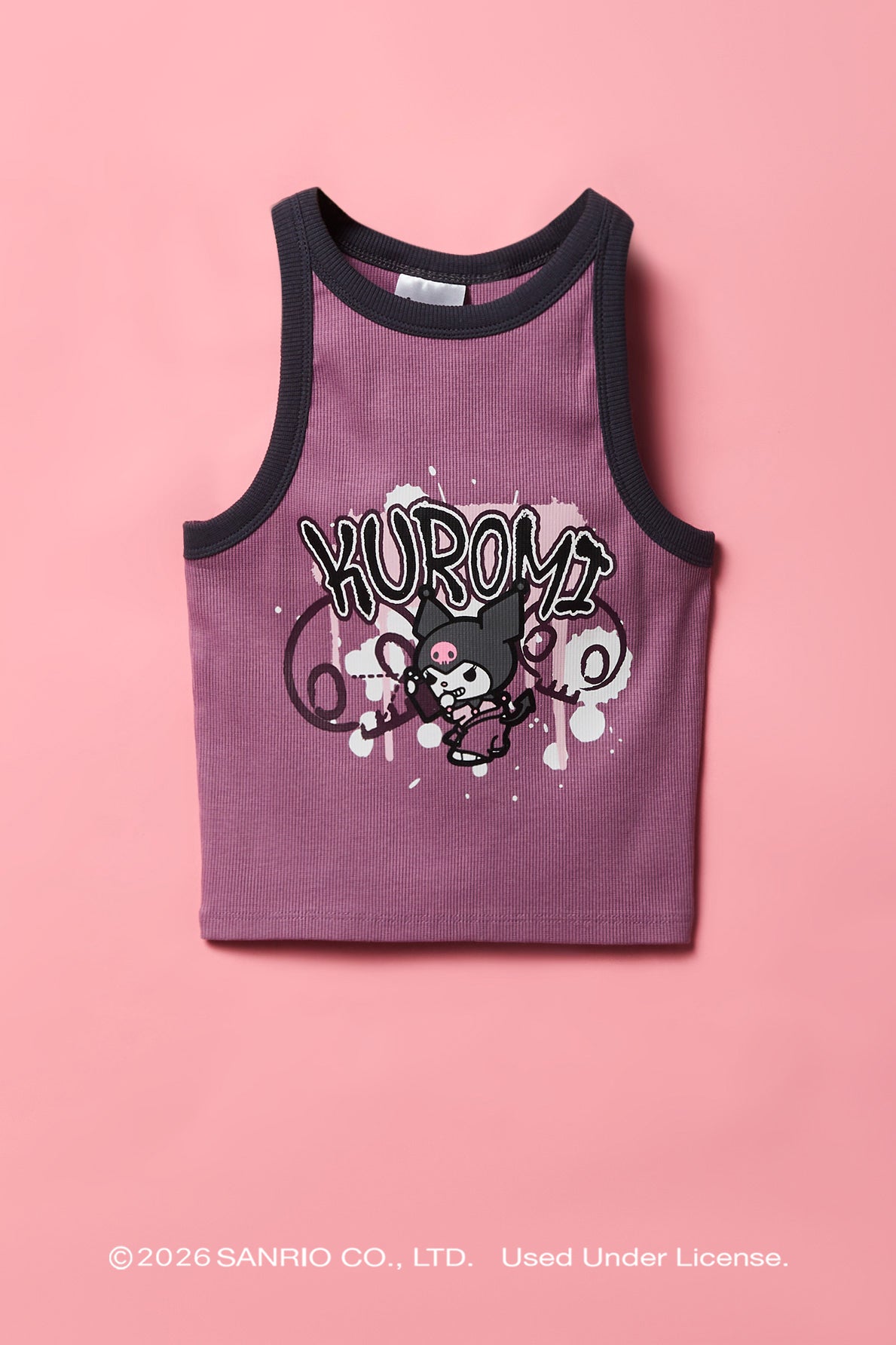 Kuromi™ Girls Ribbed Ringer Tank - Lilac