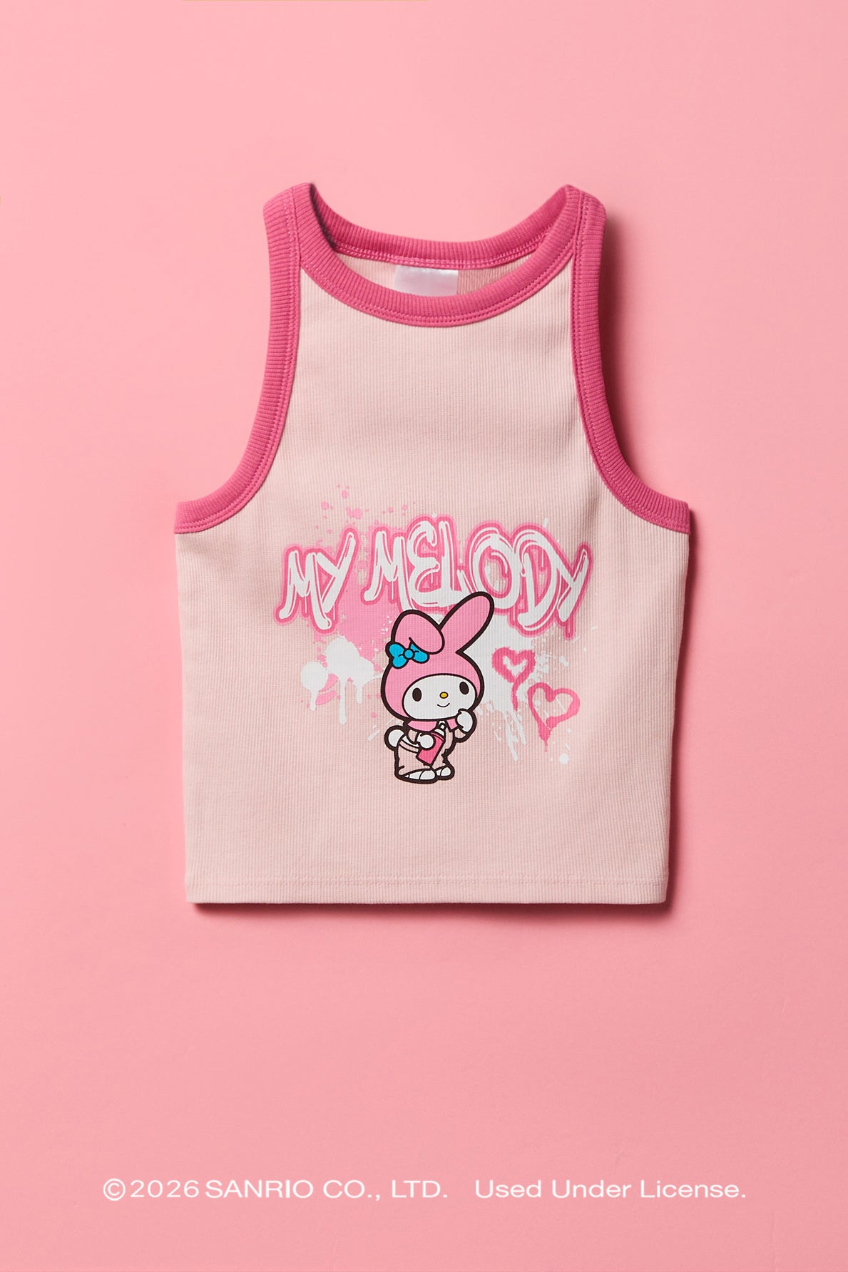 My Melody™ Girls Ribbed Ringer Tank - Pink