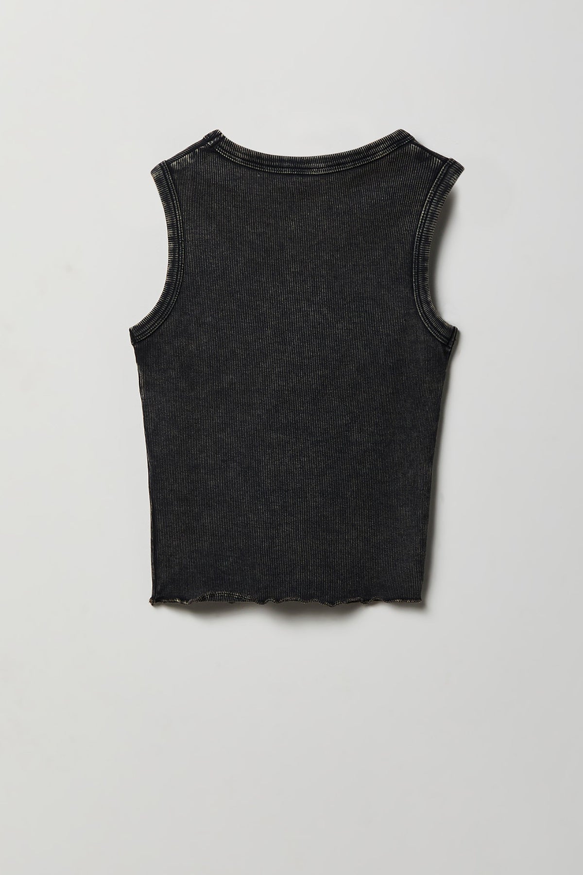 Alt View 2. Girls Studded Washed Ribbed Tank - Black