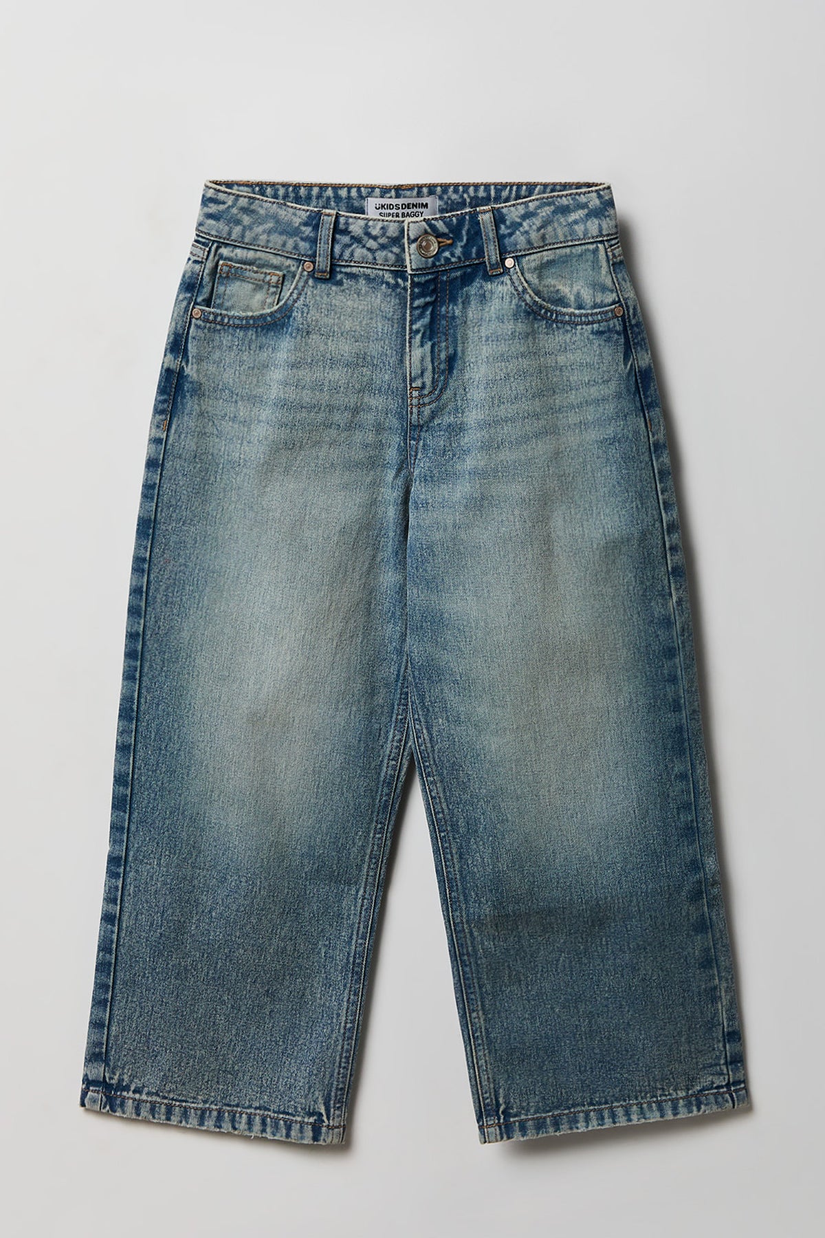 Girls Mid Rise Super Baggy Jean - Pacific Blue