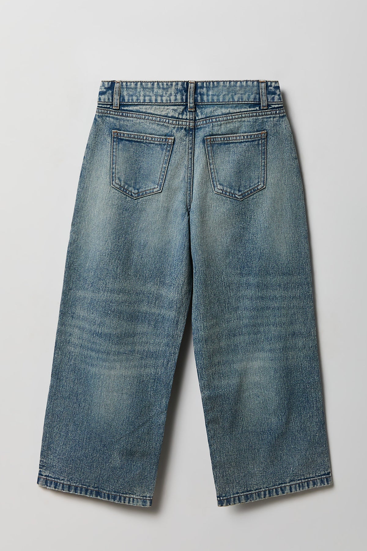 Alt View 2. Girls Mid Rise Super Baggy Jean - Pacific Blue