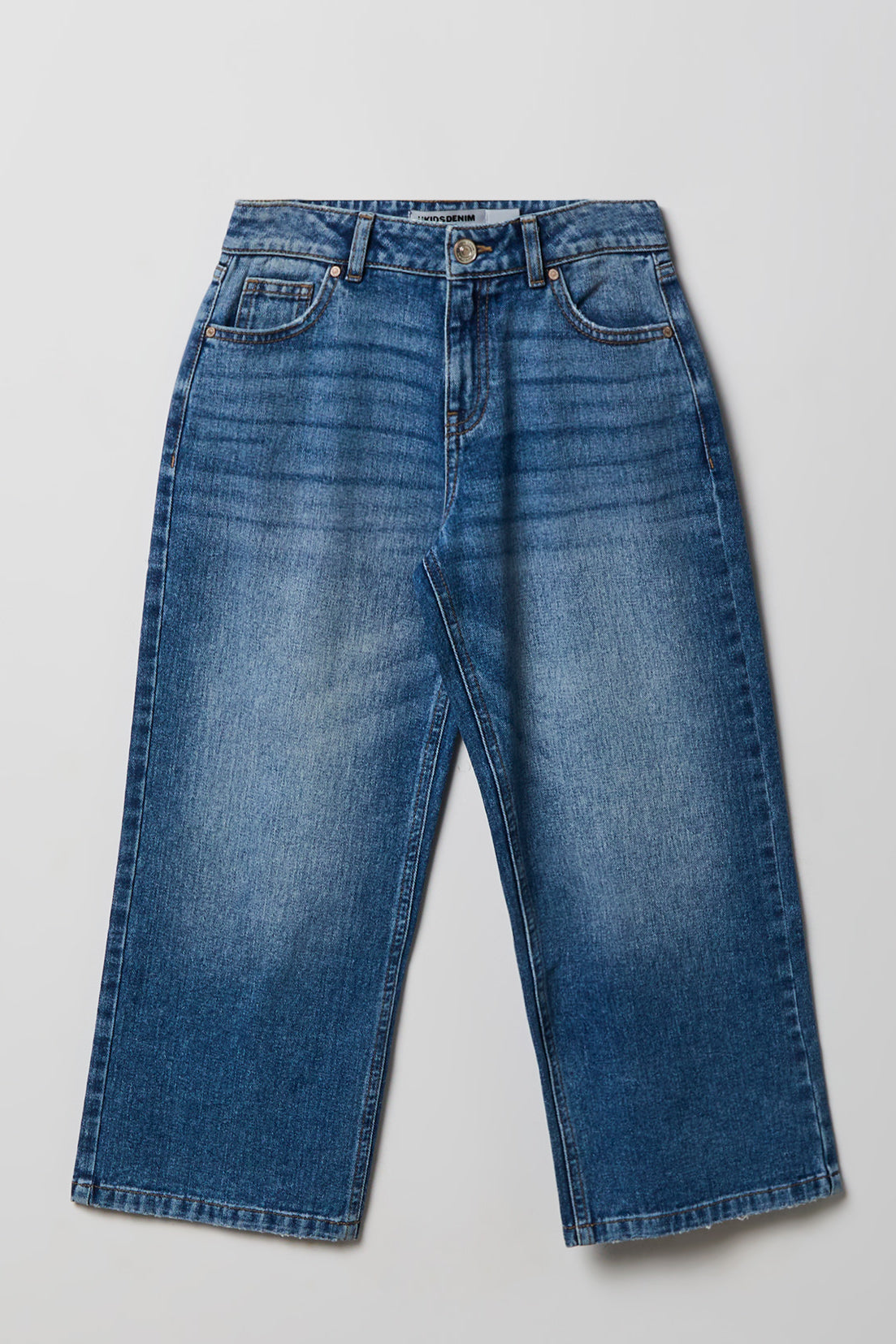 Girls Mid Rise Super Baggy Medium Jean - Medium Blue