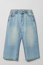 Jean super baggy mi-taille extensible pour fille