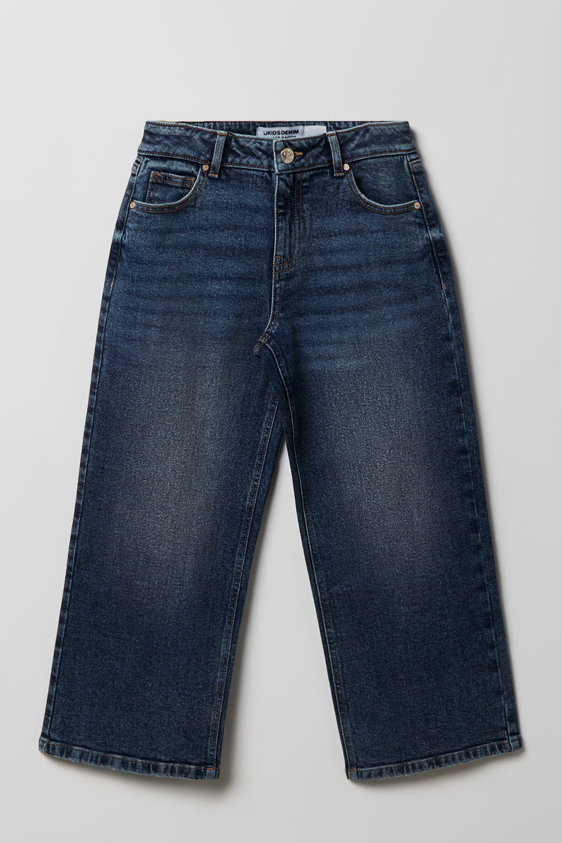 Jean super baggy mi-taille extensible pour fille
