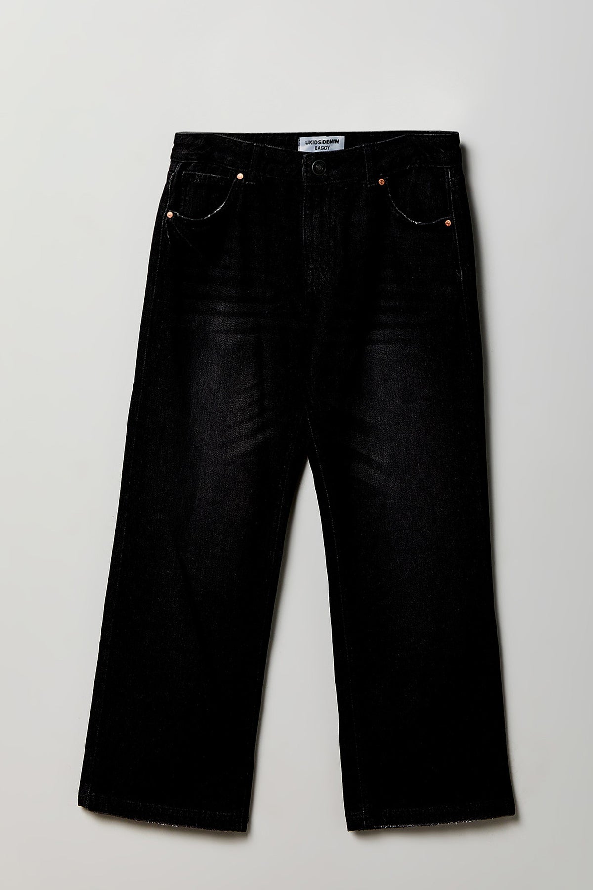 Jean baggy à taille basse noir pour fille