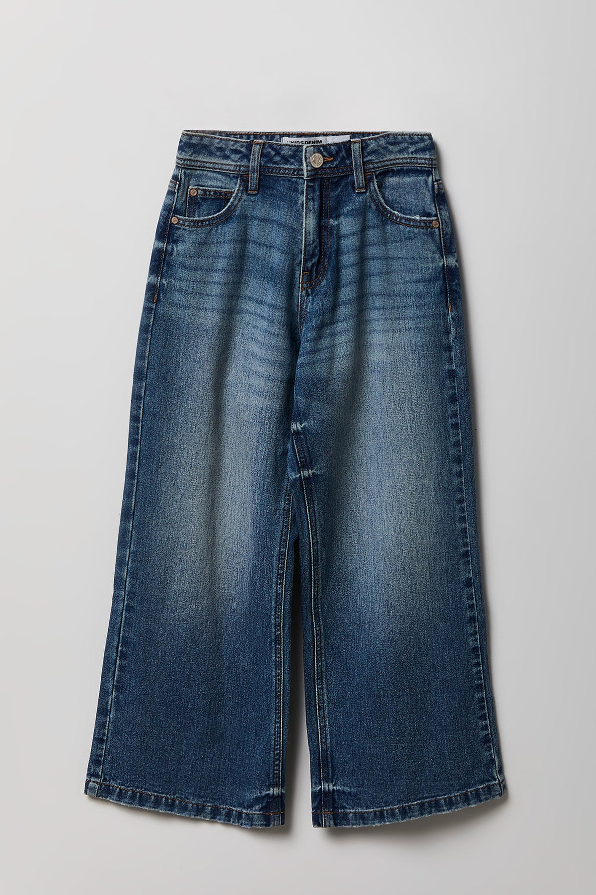Jean à jambe large et taille haute pour fille