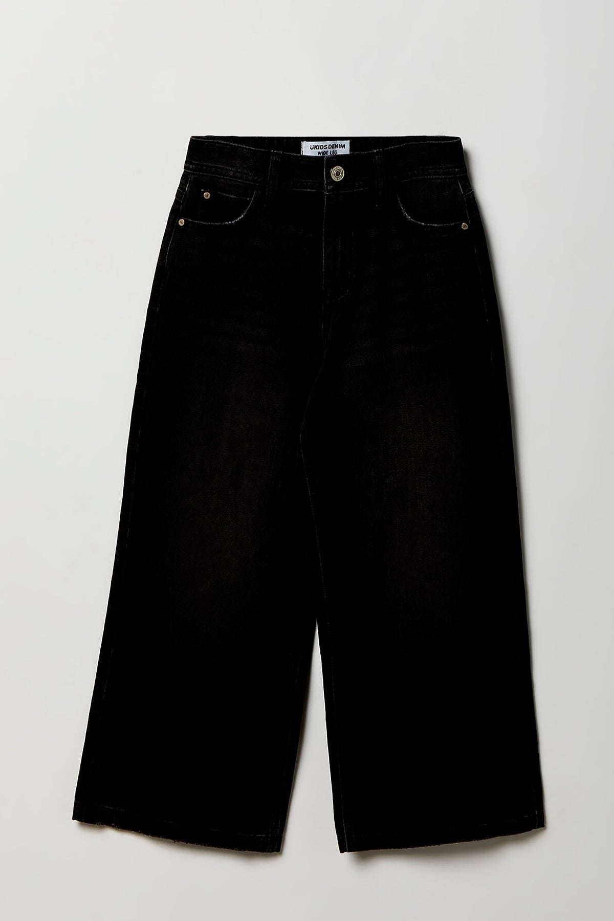 Jean à jambe large et taille haute noir pour fille