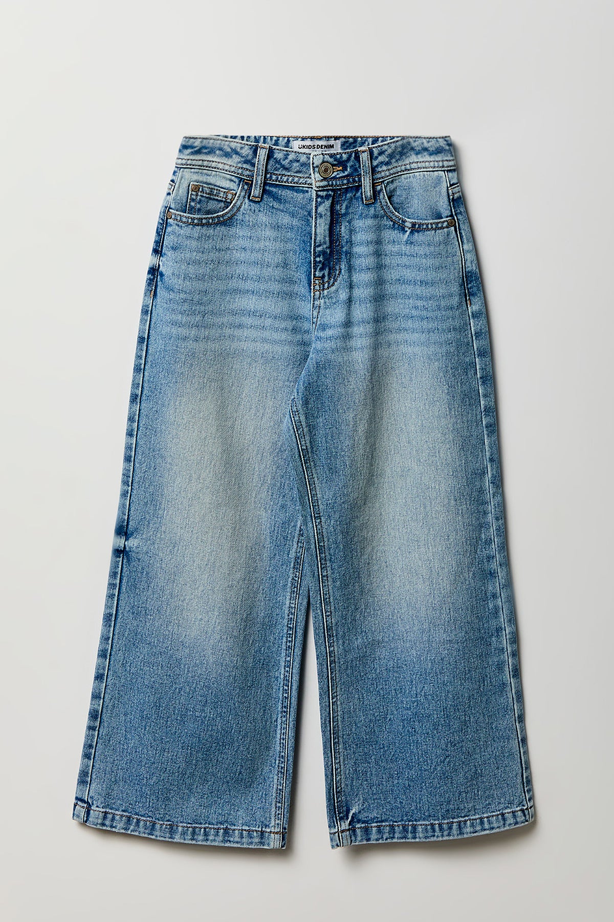 Jean à jambe large et taille haute moyen pour fille