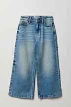 Jean à jambe large et taille haute moyen pour fille