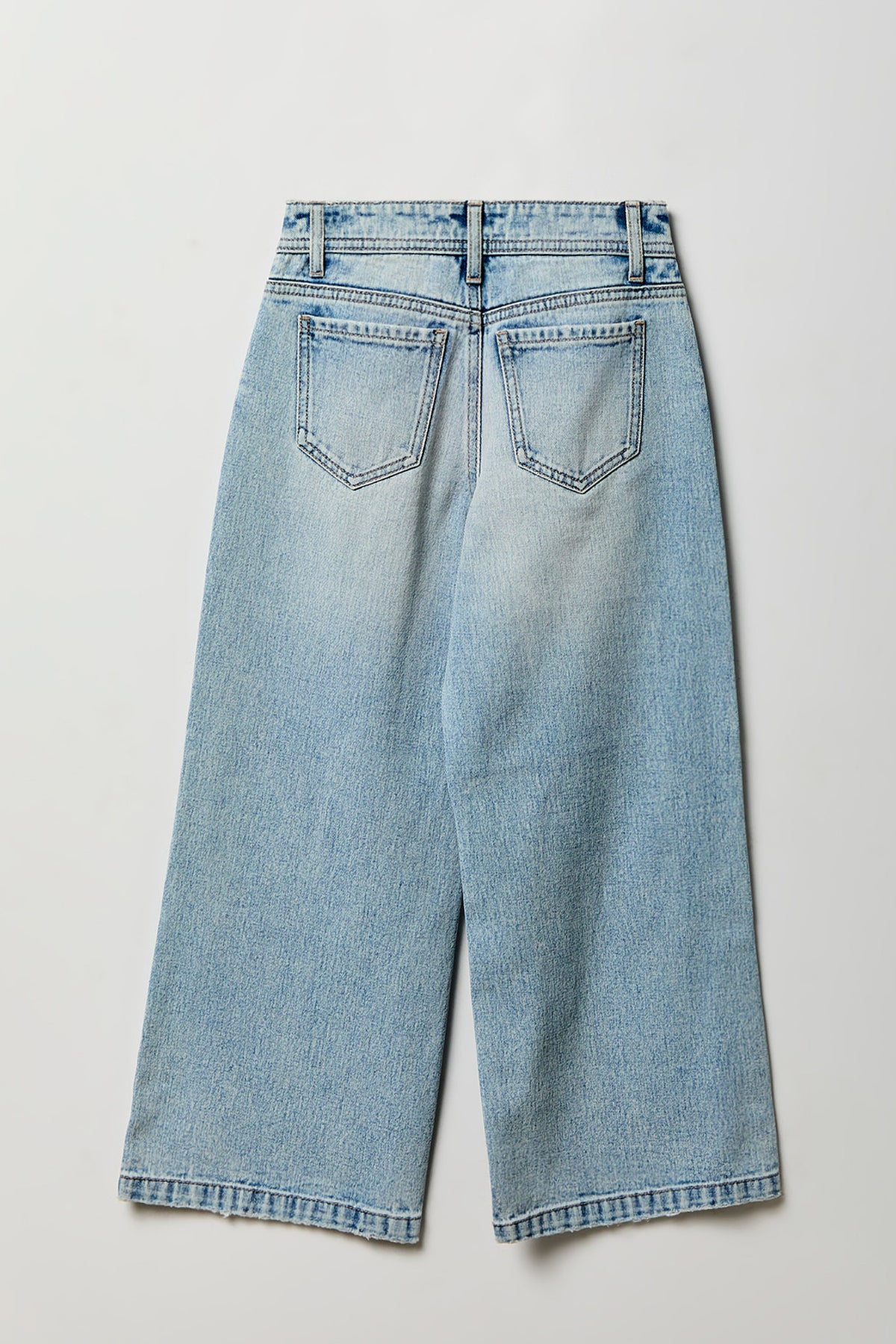 Vue alternative 2. Jean à jambe large et taille haute pâle pour fille