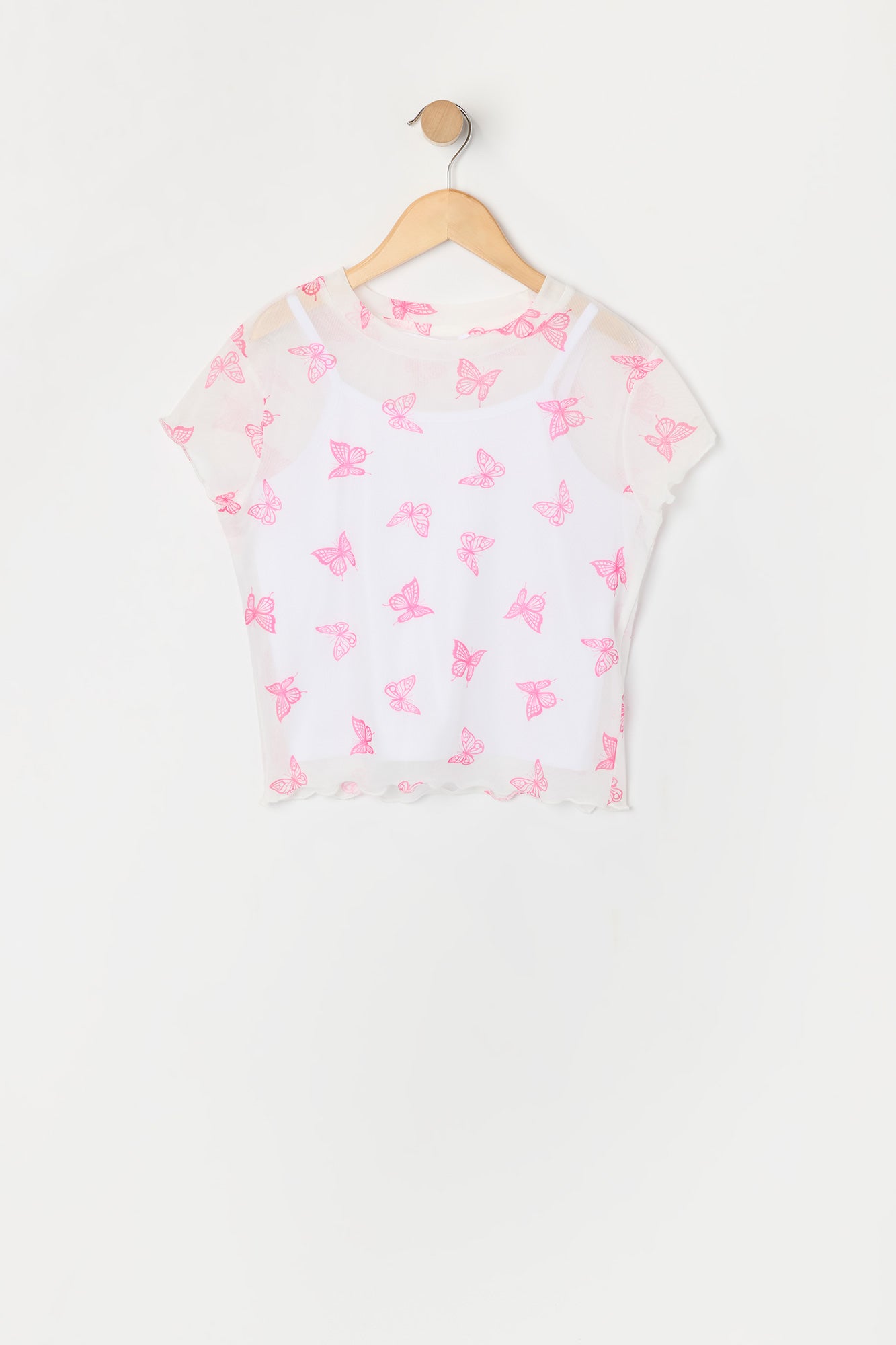 Girls Butterfly Mesh T-Shirt and Cami 2 Piece Set