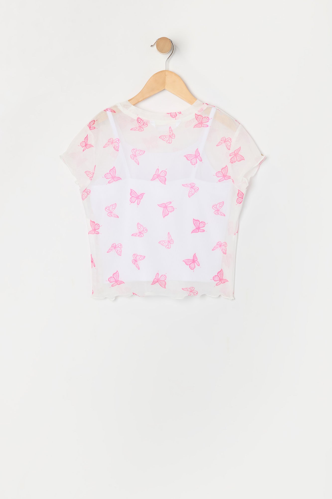 Ensemble avec t-shirt en filet à imprimé Papillon et camisole pour fille