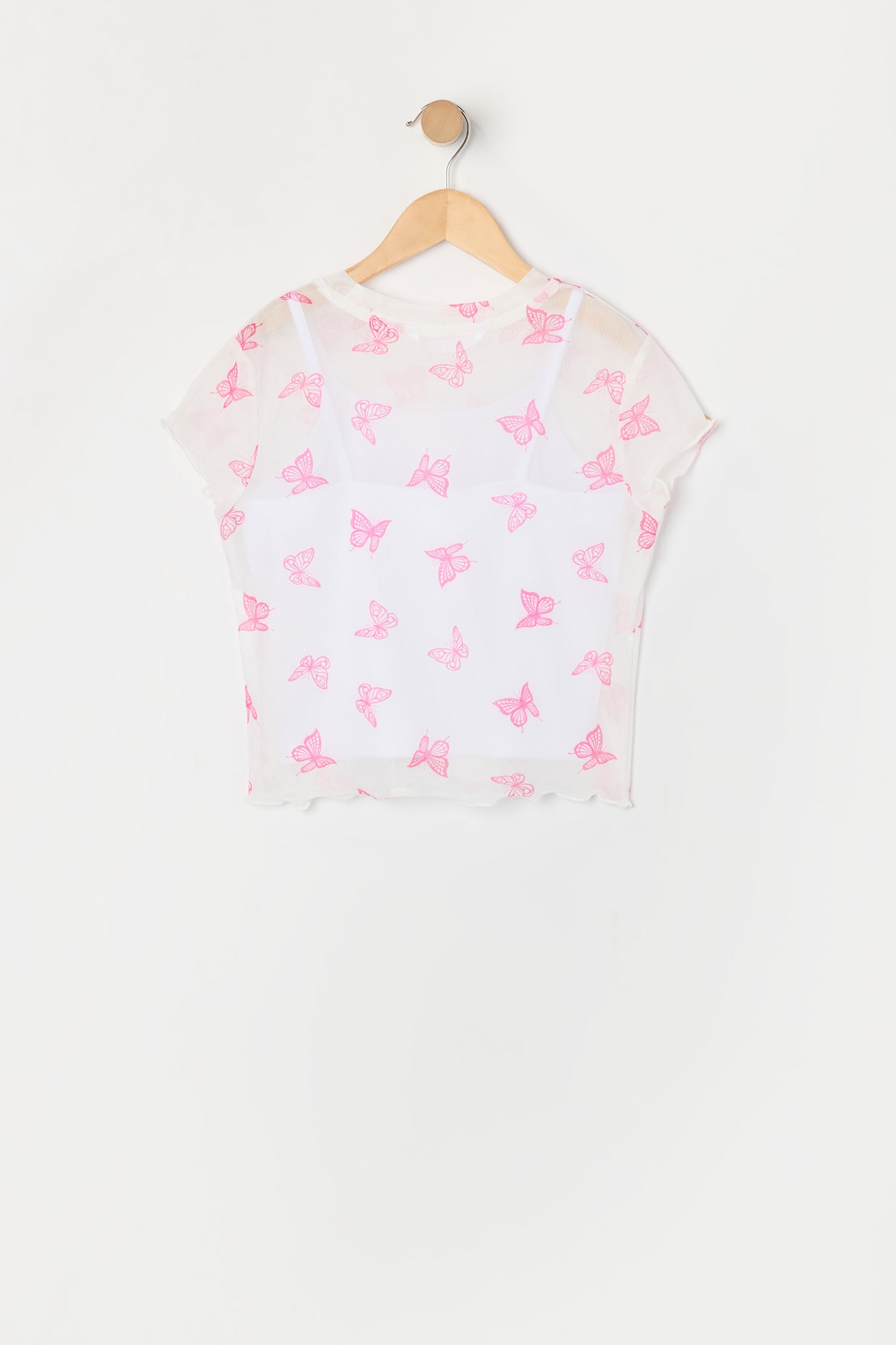 Girls Butterfly Mesh T-Shirt and Cami 2 Piece Set