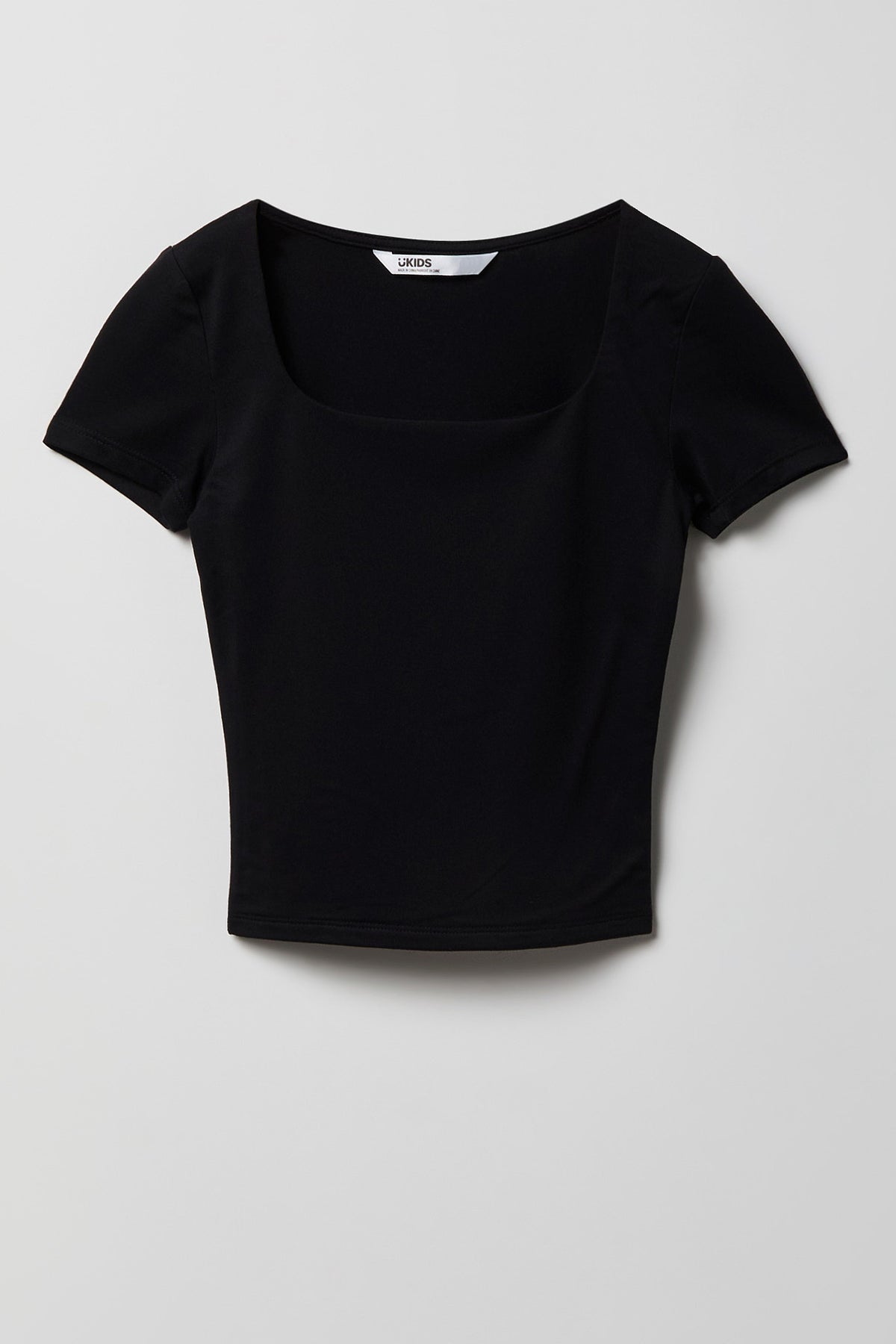 T-shirt profilé en tissu lourd de luxe avec encolure carrée pour fille