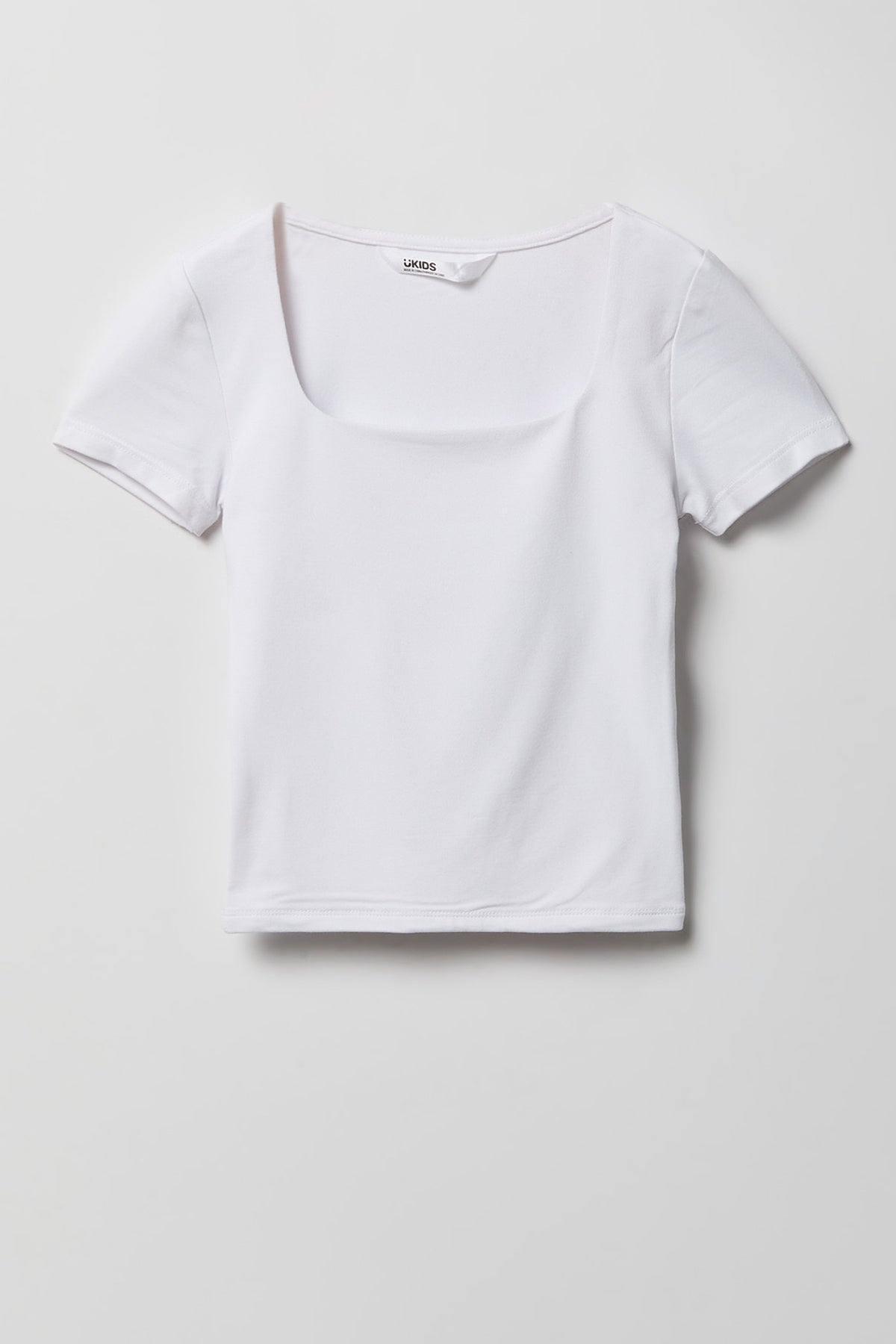 T-shirt profilé en tissu lourd de luxe avec encolure carrée pour fille