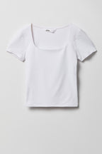 T-shirt profilé en tissu lourd de luxe avec encolure carrée pour fille