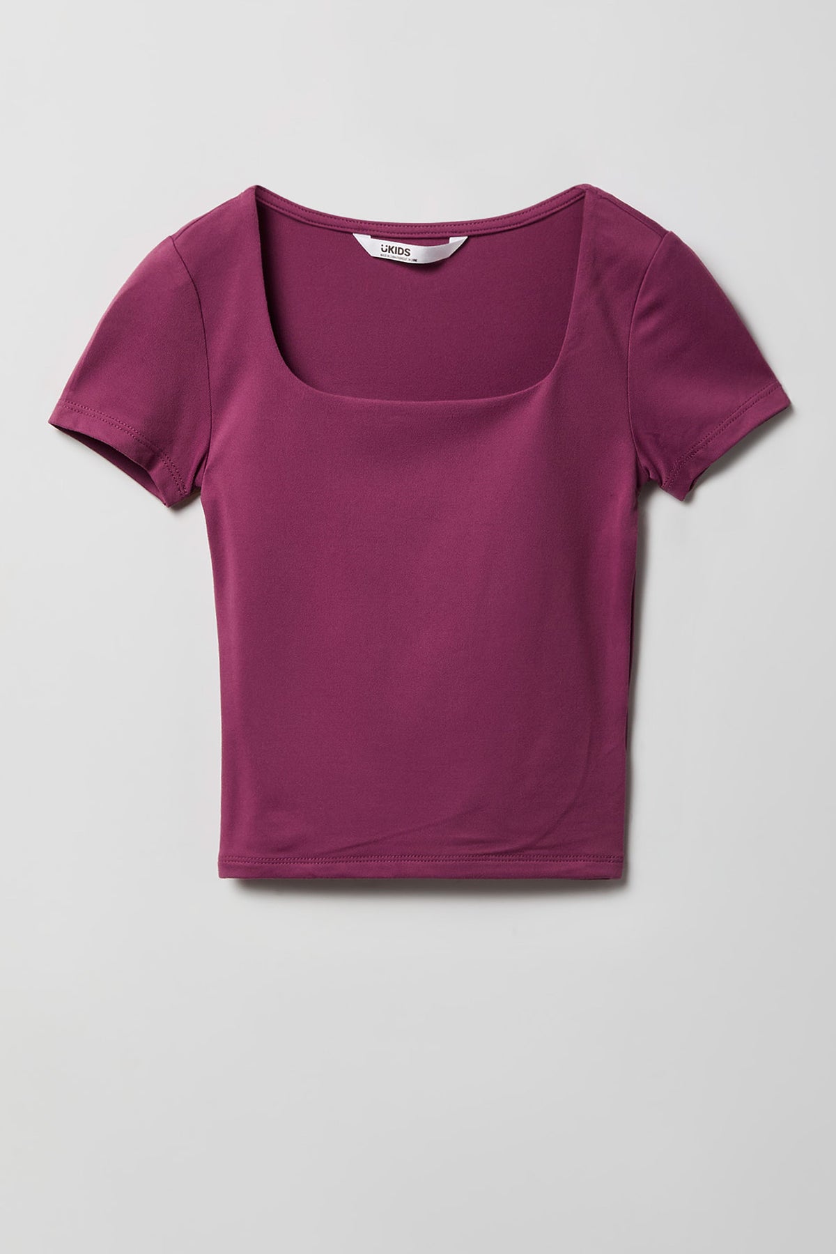 T-shirt profilé en tissu lourd de luxe avec encolure carrée pour fille