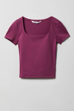 T-shirt profilé en tissu lourd de luxe avec encolure carrée pour fille