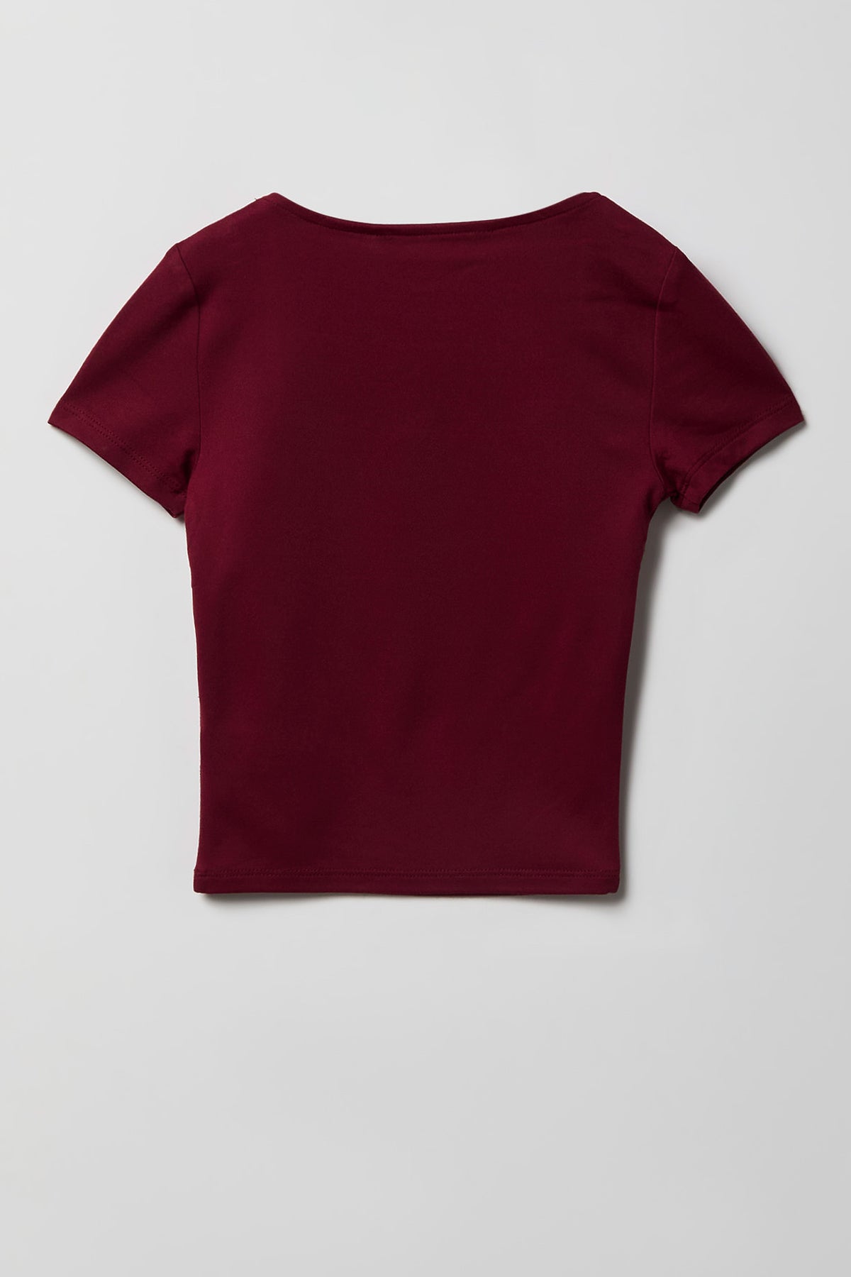 Alt View 2. Girls Luxe Heavy Contour Square Neck T-Shirt - Burgundy