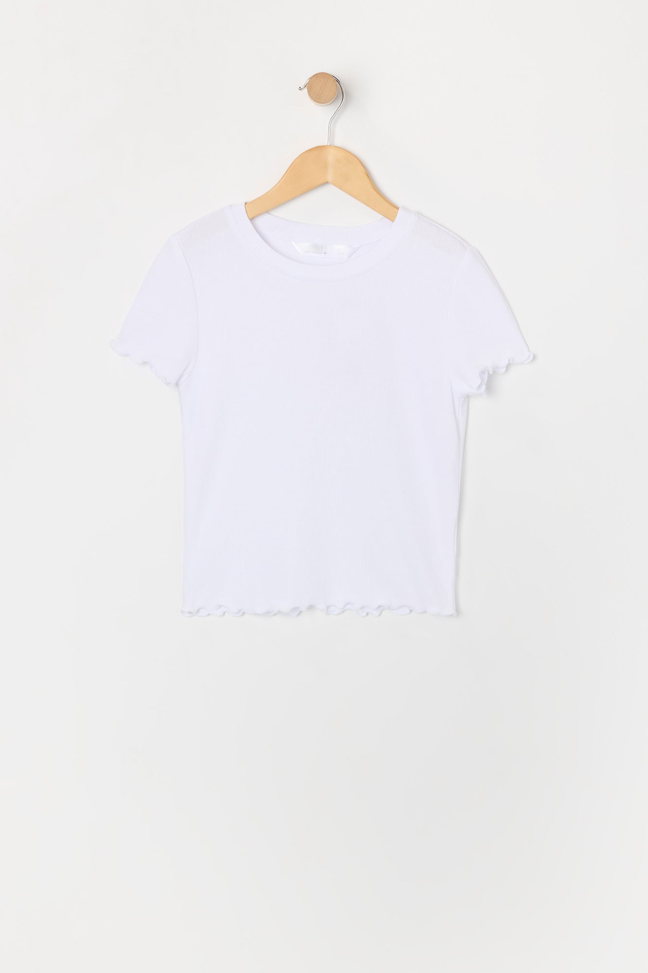 T-shirt côtelé avec ourlet volanté pour fille