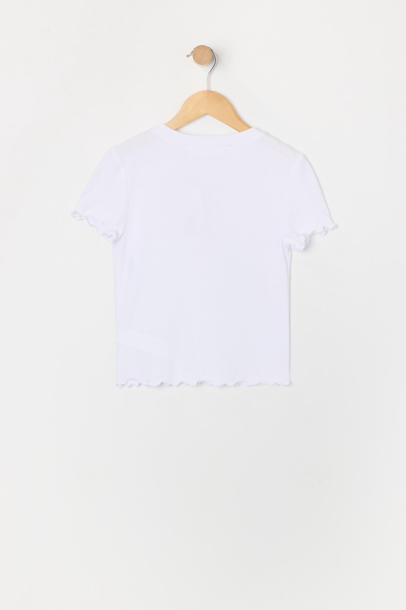 T-shirt côtelé avec ourlet volanté pour fille