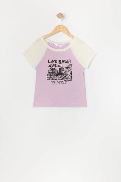 T-shirt raglan imprimé pour fille