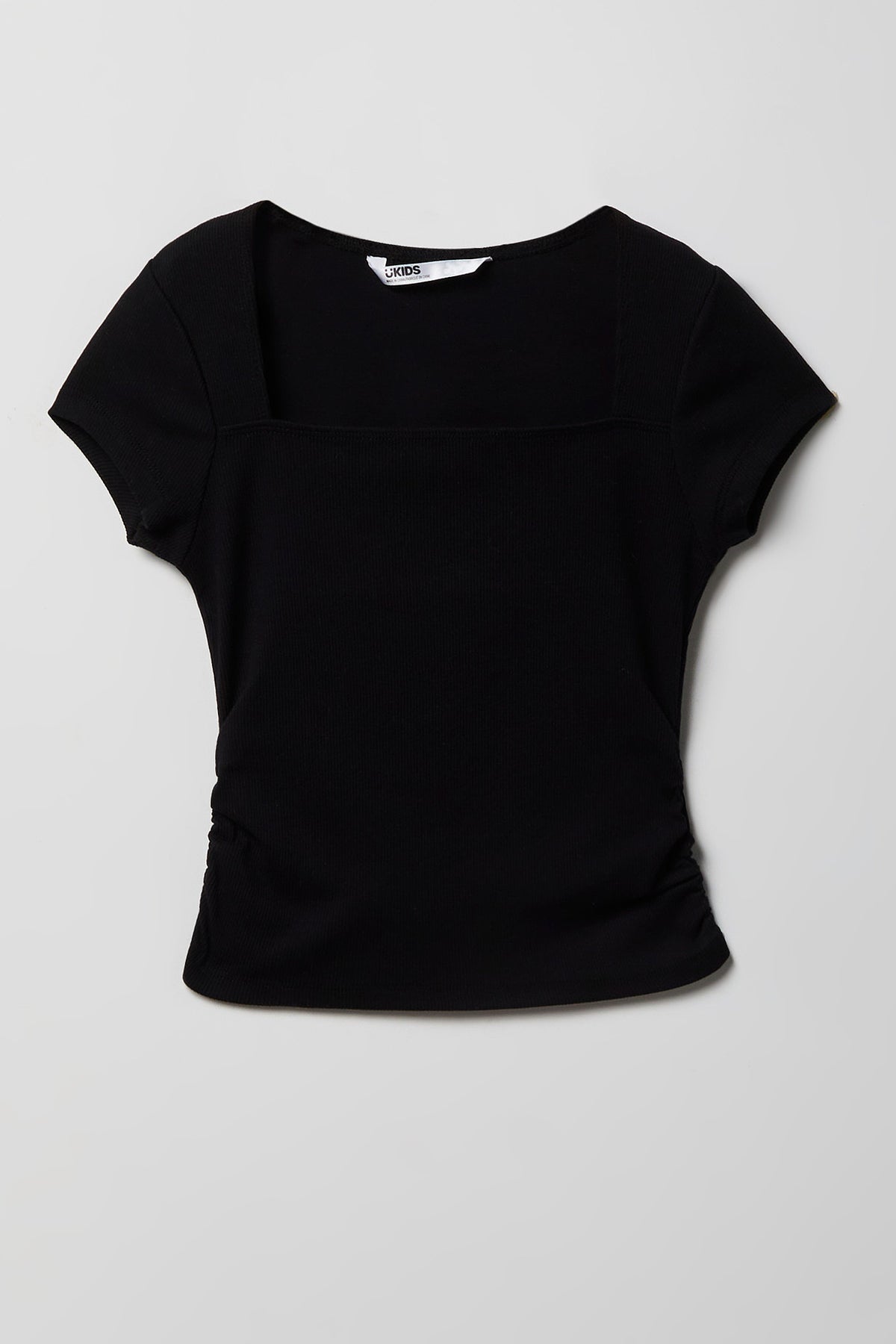 T-shirt côtelé à encolure carrée pour fille