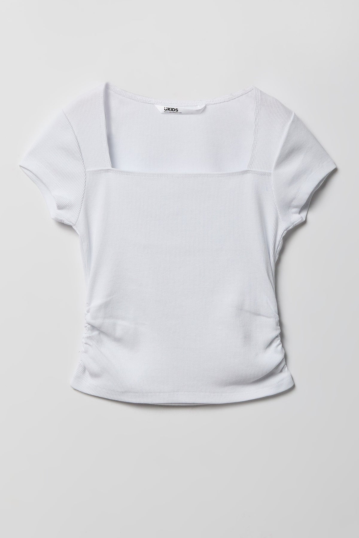 T-shirt côtelé à encolure carrée pour fille