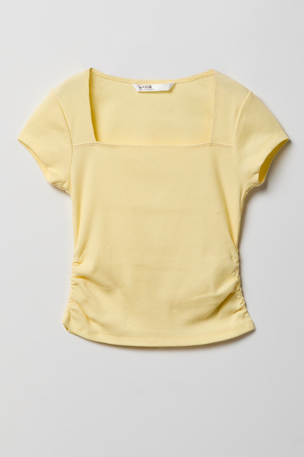 T-shirt côtelé à encolure carrée pour fille
