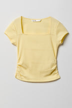T-shirt côtelé à encolure carrée pour fille