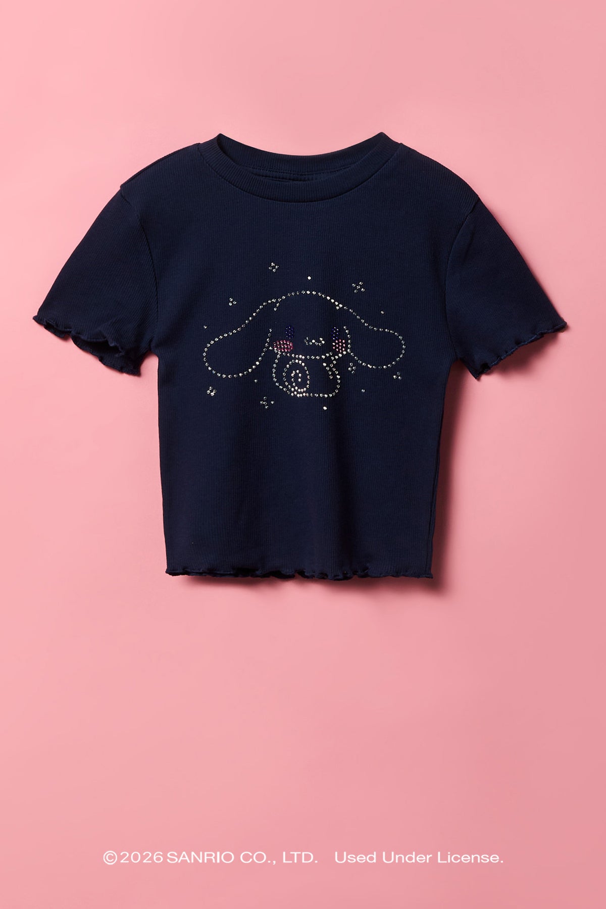 T-shirt côtelé à imprimé Cinnamoroll™ avec pierres du Rhin pour fille