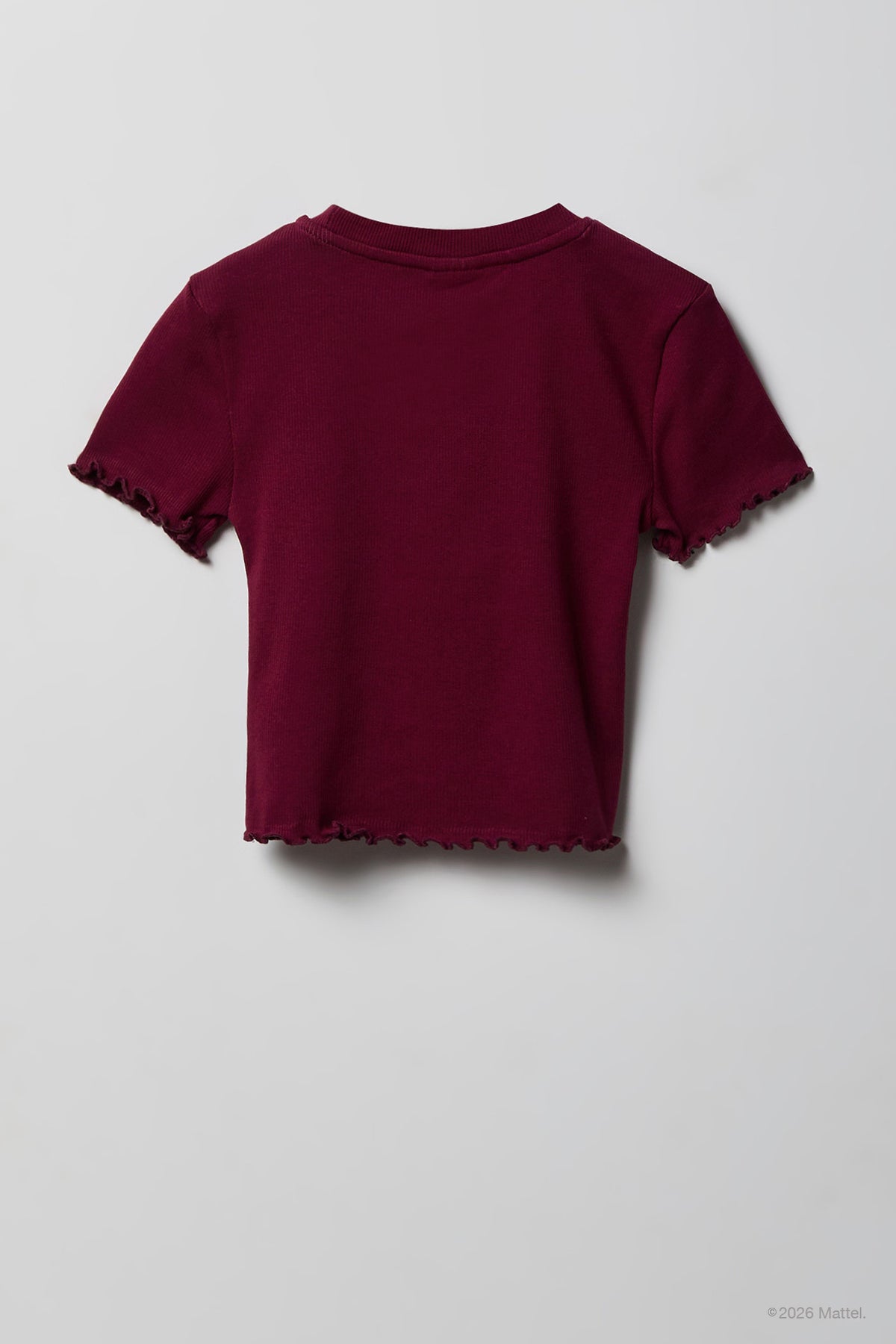 Alt View 2. Barbie™ Girls Rhinestone Ribbed T-Shirt - Burgundy