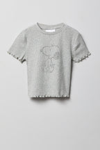 Girls Peanuts Snoopy Rhinestone Ribbed T-Shirt