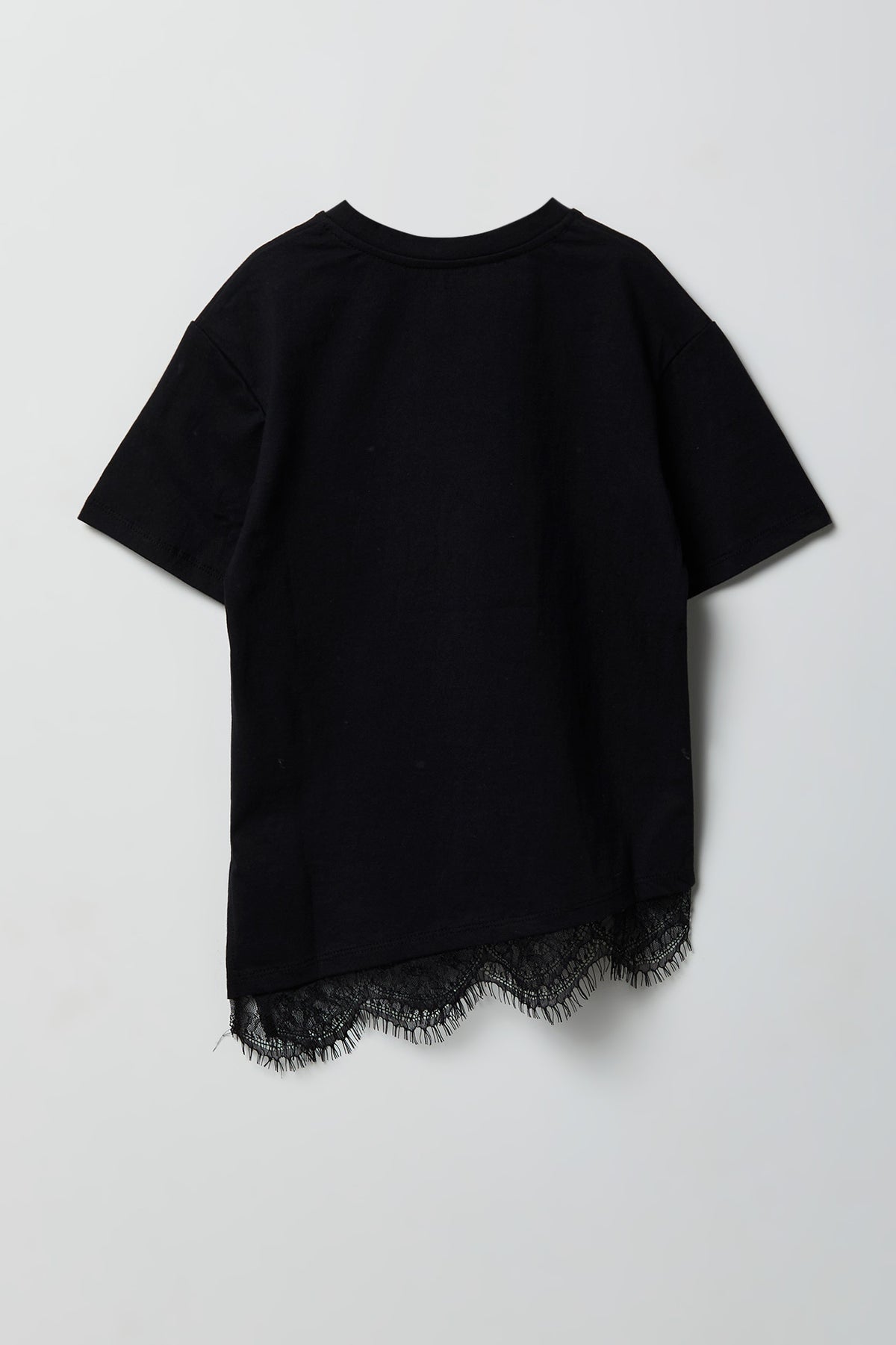 Vue alternative 2. T-shirt en coton lourd de luxe et dentelle pour fille