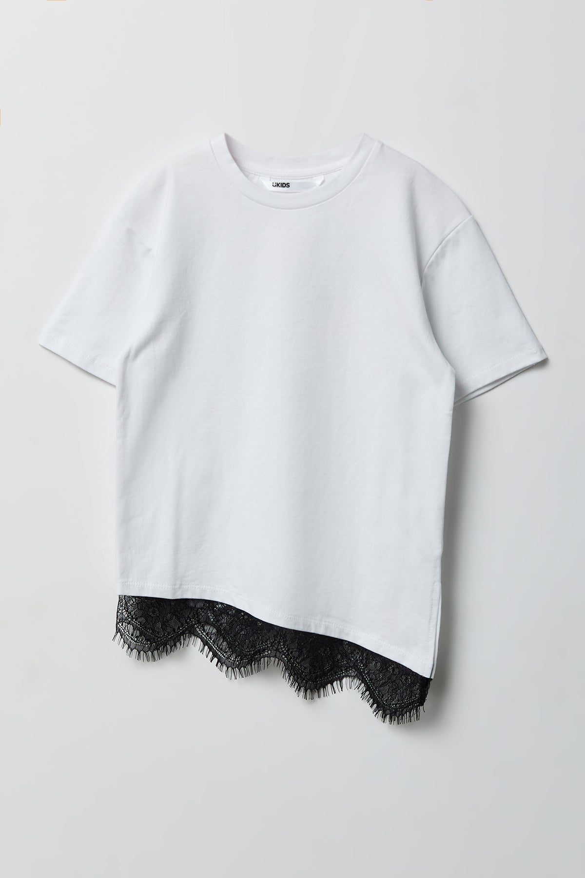 T-shirt en coton lourd de luxe et dentelle pour fille
