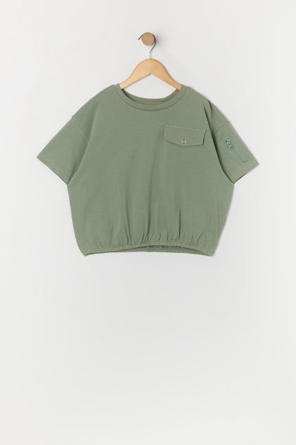 T-shirt utilitaire avec ourlet cintré pour fille