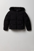 Girls Fur Trim Puffer Jacket