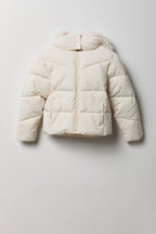 Blouson bouffant avec liséré de fourrure pour fille