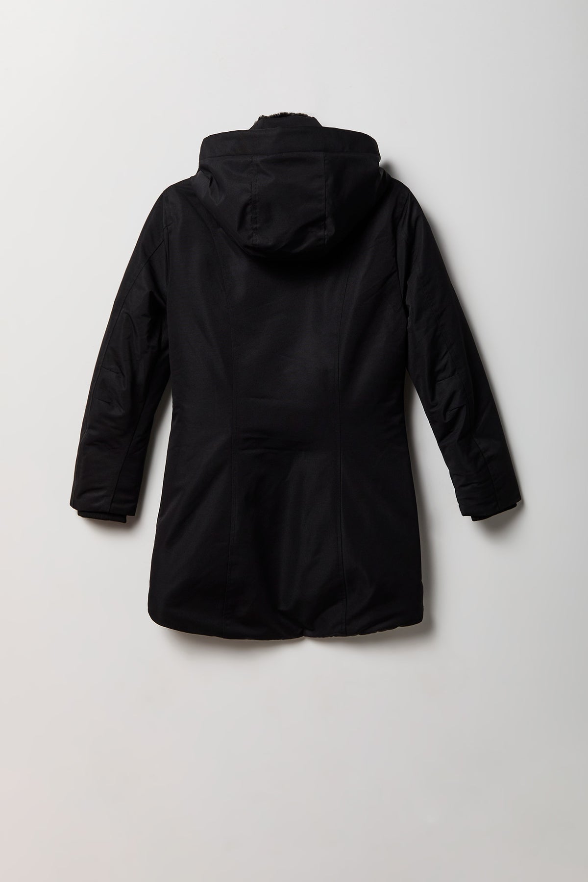 Alt View 2. Girls Faux Fur Lined Midi Parka - Black