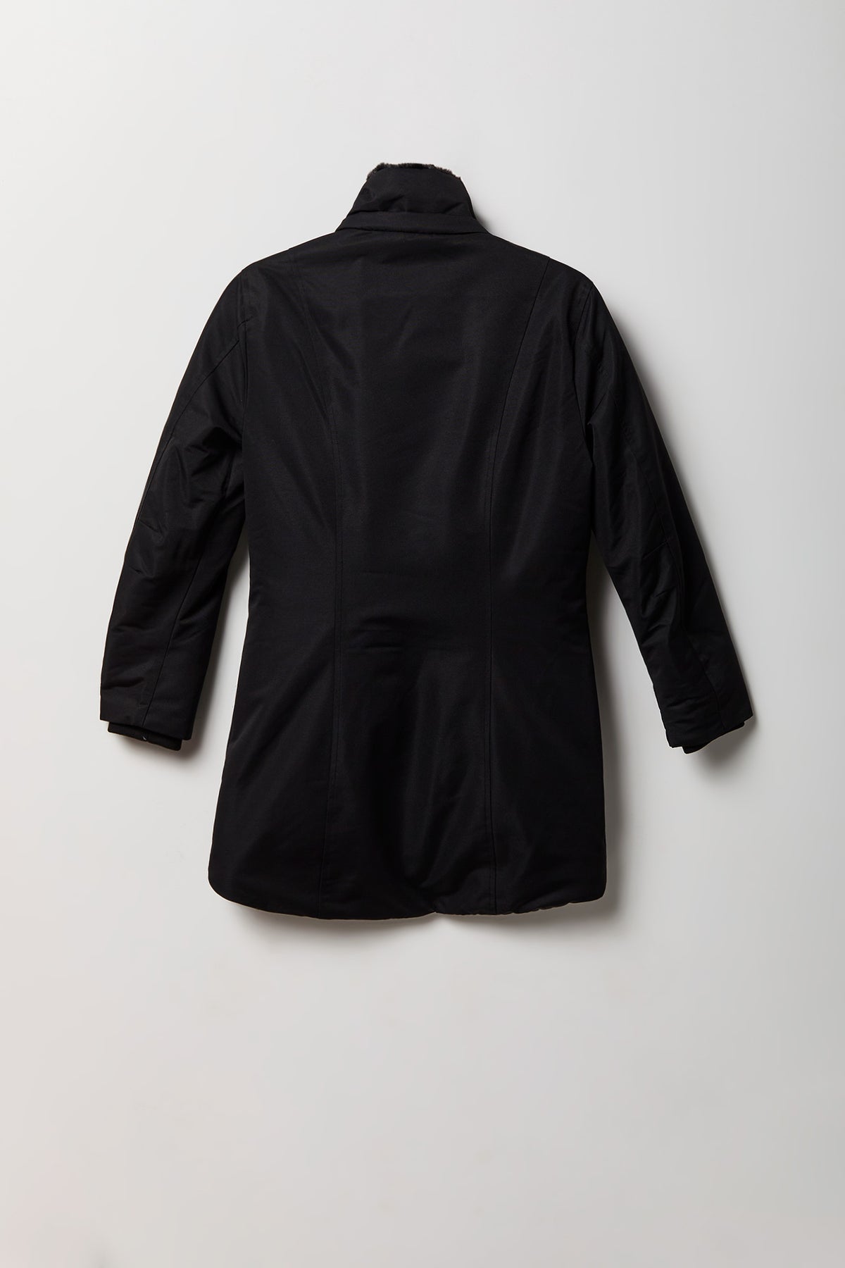 Alt View 3. Girls Faux Fur Lined Midi Parka - Black