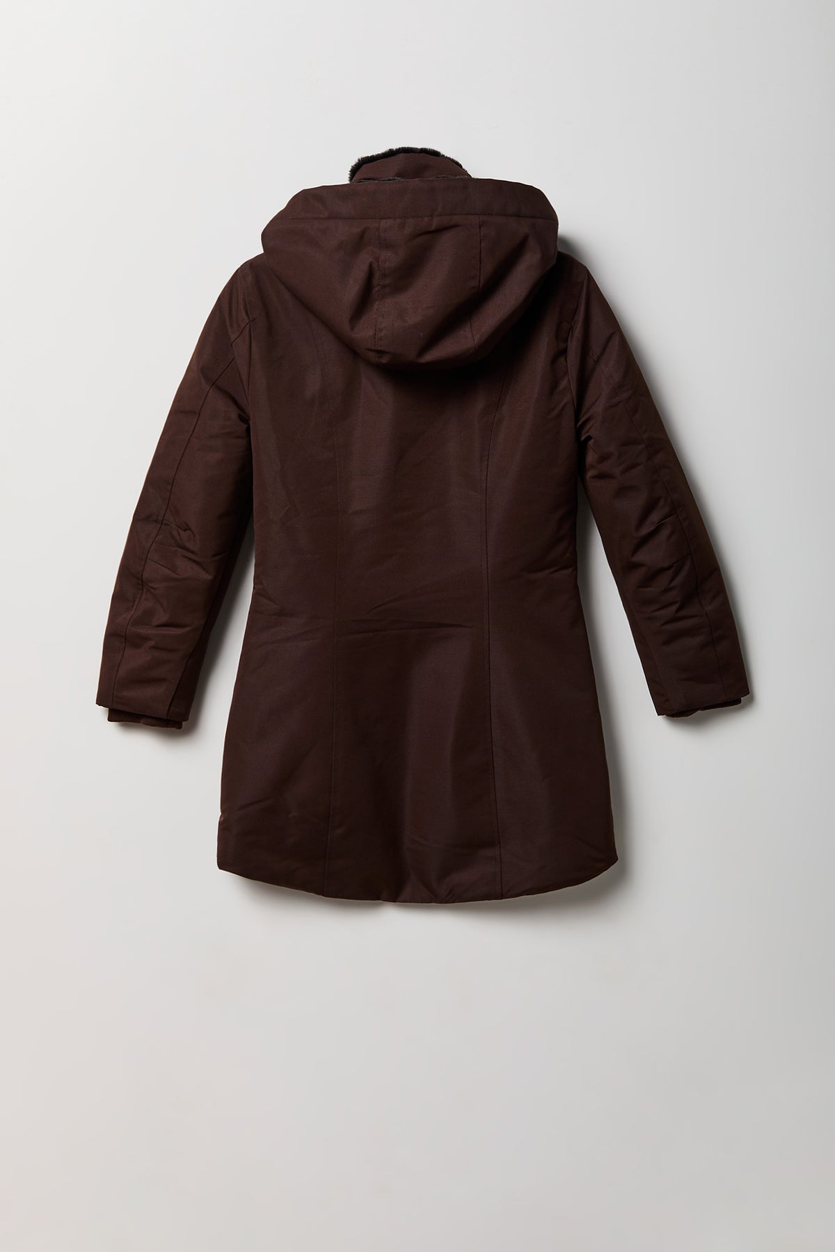Alt View 2. Girls Faux Fur Lined Midi Parka - Brown