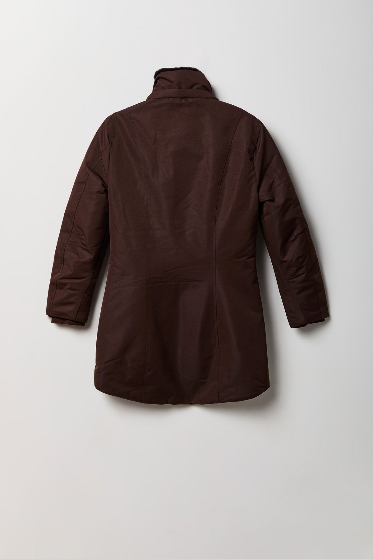 Alt View 3. Girls Faux Fur Lined Midi Parka - Brown