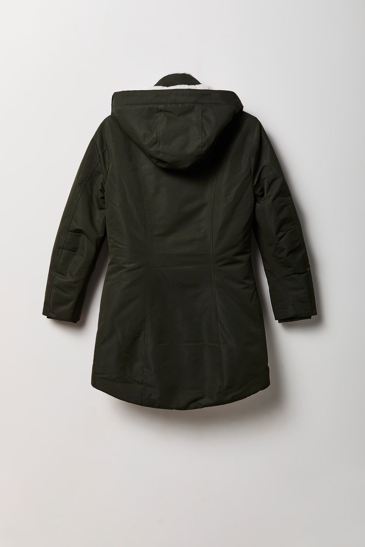 Alt View 2. Girls Faux Fur Lined Midi Parka - Dark Green