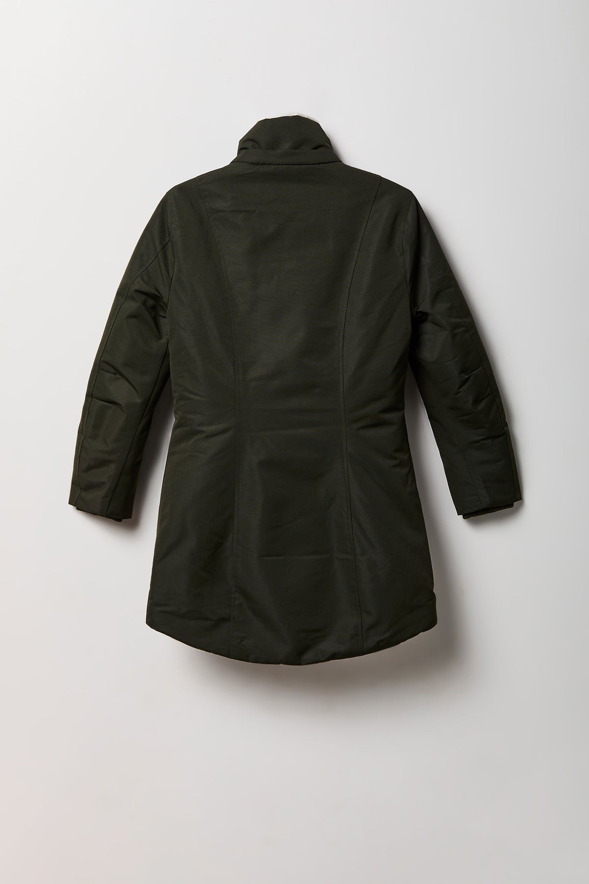 Alt View 3. Girls Faux Fur Lined Midi Parka - Dark Green