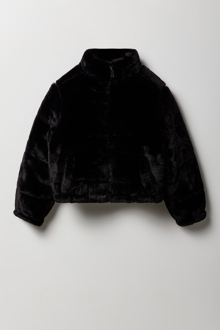 Girls Faux Fur Puffer Jacket